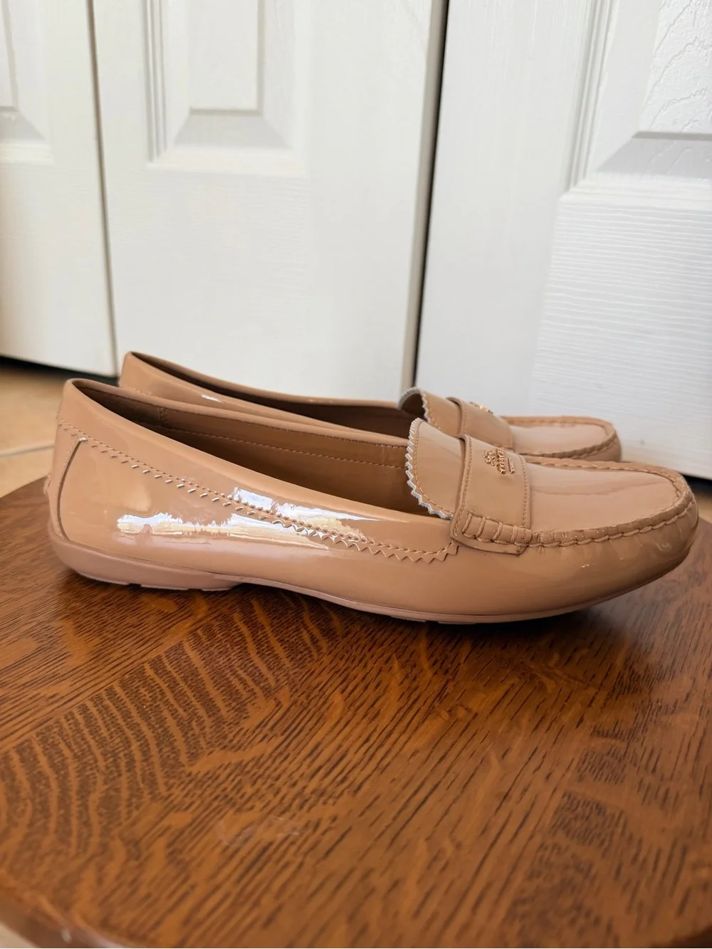 Coach Women's Patent Penny Loafers in Blush Beige